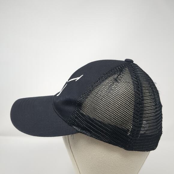 Unbranded Strapback Mesh Back Trucker Hat Black One Size Embroidered Logo - Picture 3 of 8